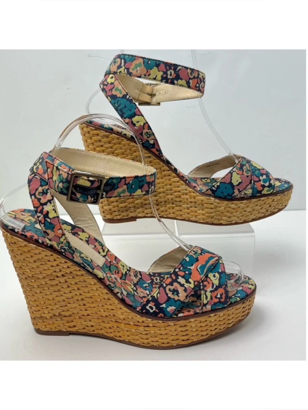 Marc Jacobs Vintage Floral Print Woven Platform Wedge Retro Sandals